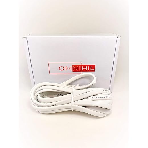 [UL Listed] OMNIHIL White 10FT Long AC Power Cord Compatible with Brother XR3140 Computerized Sewing Machine
