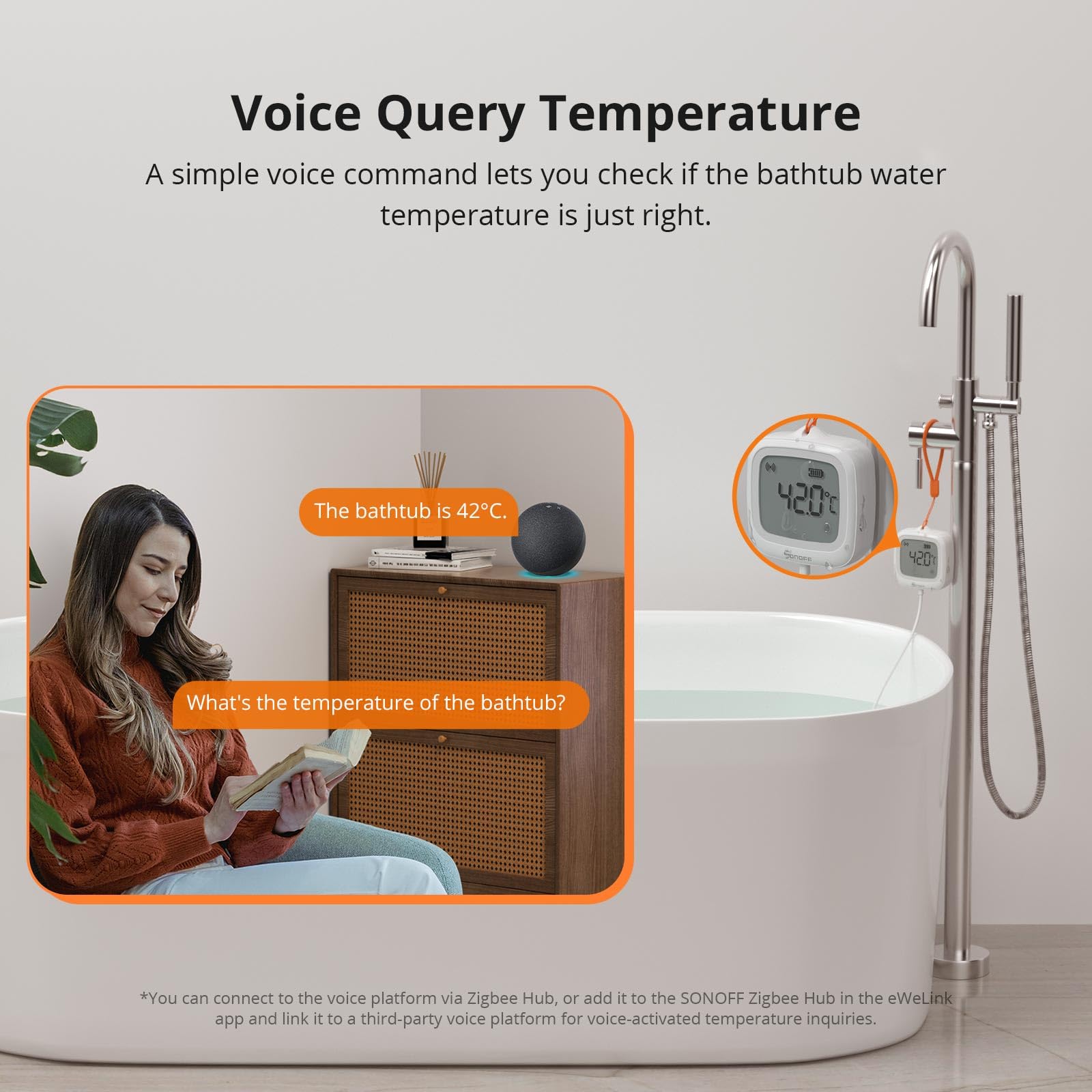 SONOFF SNZB-02LD Sensore di Temperatura Impermeabile Zigbee - Sonda in Acciaio Inossidabile 1,5 m, Display LCD, Intervallo -40~115°C, Monitoraggio APP, Supporto Magnetico, Compatibile con Hub Zigbee