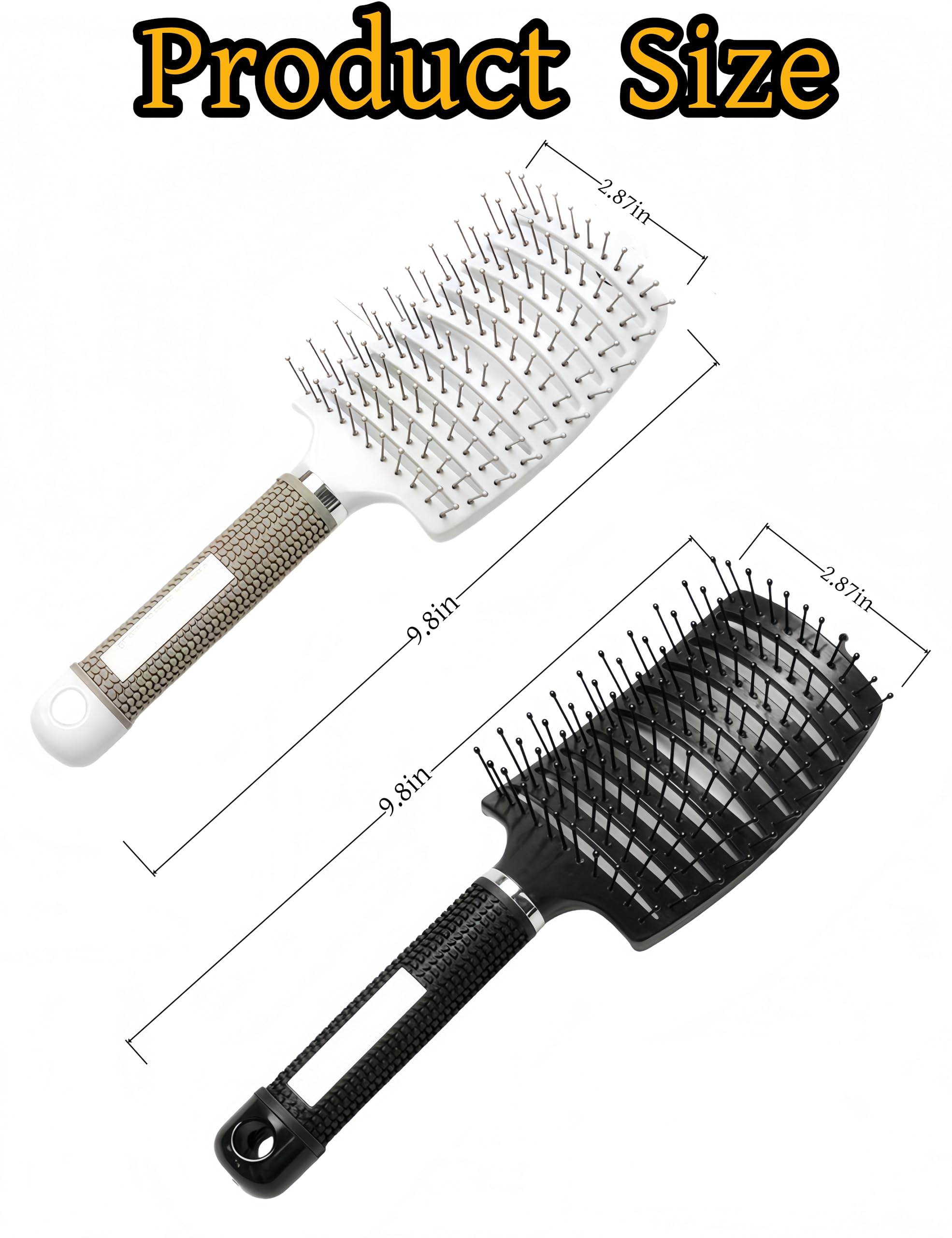 2 cepillos curvados con ventilación, cepillo para cabello grueso, cepillo desenredante de secado rápido para mujeres/hombres