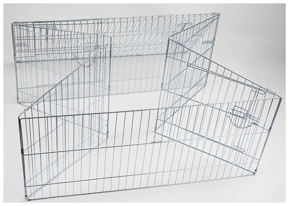 Kerbl 82845 wybieg (wybieg dla dużych królików + zajęcy, wymiary 115 x 115 cm, wysokość 60 cm, odstęp między kratkami 3,5 cm, wylot z dwoma drzwiami)