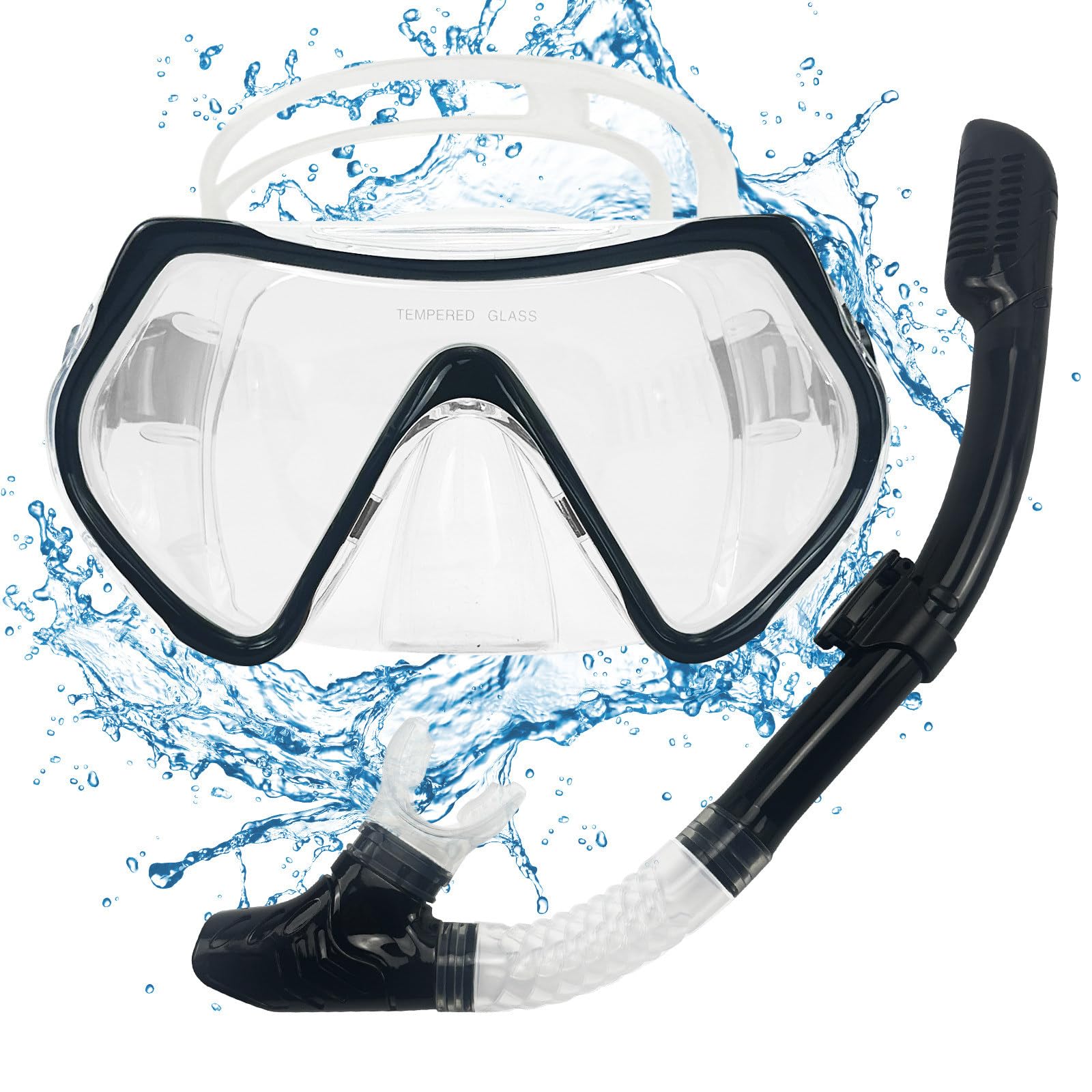 POPOYU Snorkel Set Adults,Snorkeling Mask Adult,180° Panoramic Anti-Fog Snorkel Mask with Dry Top Valve,Anti-Fog Anti-Leak Scuba Snorkeling Packages for Swimming Snorkeling,Scuba Diving Swimming
