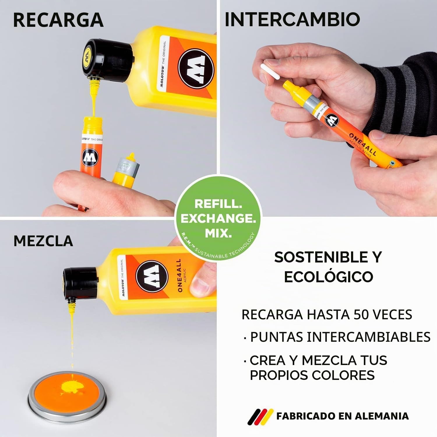Molotow One4All 127HS - Juego completo de rotuladores acrílicos (grosor de trazo de 2,0 mm, opacos y permanentes, secado rápido, rellenables, para casi todas las superficies), 74 unidades surtidas