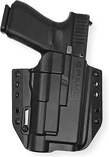 Bravo Concealment Adaptive OWB Gun Holster for Glock 19/17 - Compatible with Tactical Weapon Light TLR-1 HL - Adjustable Cant, Secure Retention, and Curved Comfort Design for Open or Concealed Carry