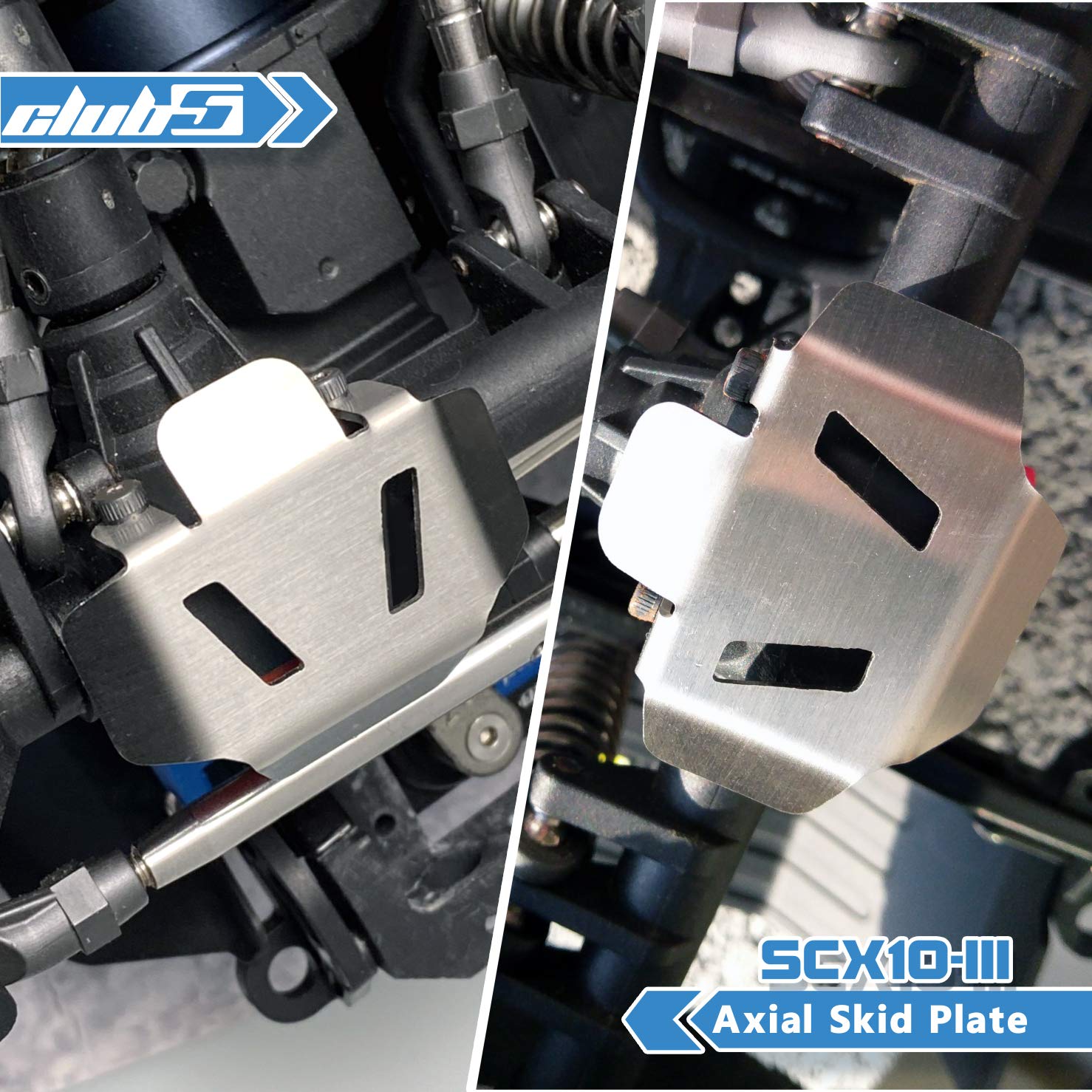 Club 5 Front/Rear Axle Skid Plate for Axial SCX10 III/Capra (2 pcs)