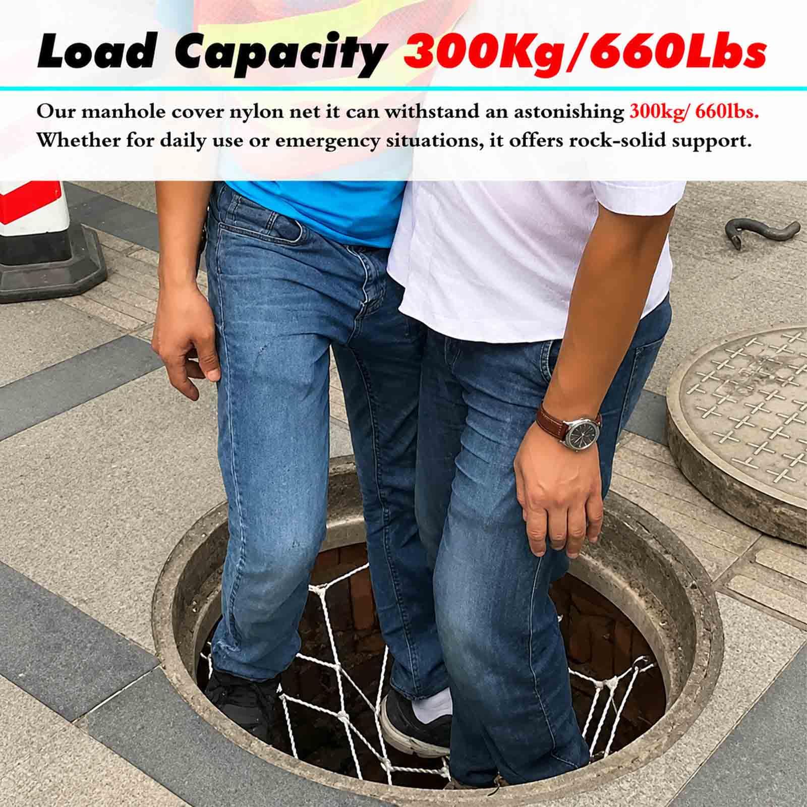 Rete Sicurezza per Copertura Scarico, Rete anticaduta Nylon Resistente per tombini, fognature e pozzetti d'ispezione con Ganci ad espansione Inox,Dia 78cm/30.7in | 1