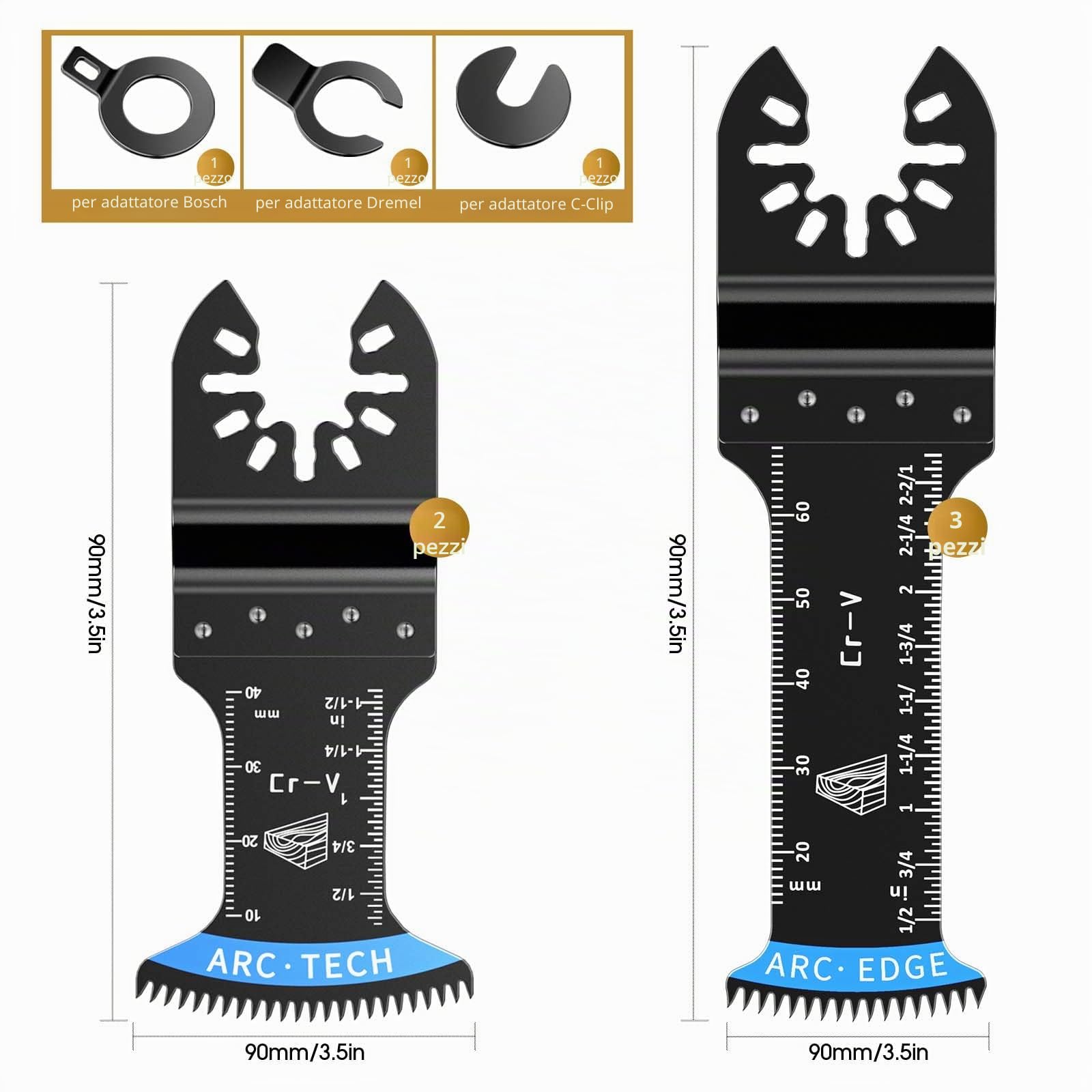 Lame Utensile Multifunzione Accessori con Bordo ad Arco 5Pezzi per Legno Metallo Legno con Chiodi (Denti Giappones)