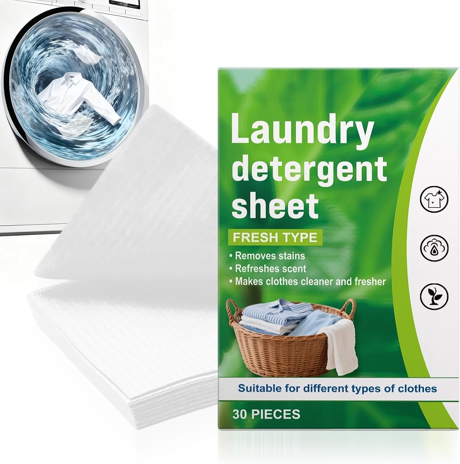 Laundry Detergent Sheets,30 Counts Long-lasting Scented Sheets,House Cleaning Supplies | for Milk Sweat Oil Blood Home Shirt Bathroom Household Daily Nursery Travel Offices