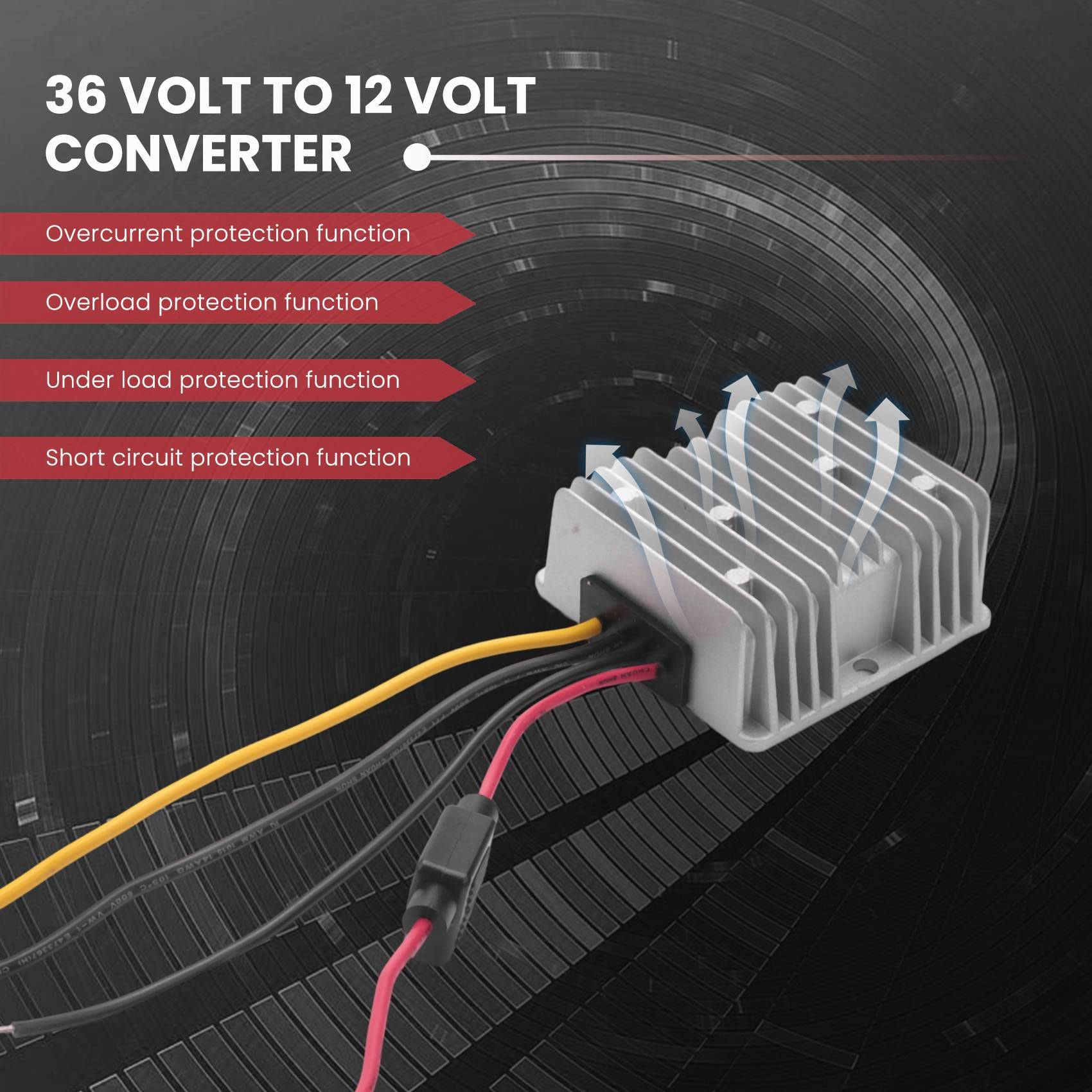 4X CC 36V / 48V A 12V 20A Convertidor de Voltaje DC Regulador Reductor Reductor Transformador Convertidor de Potencia con Fusible