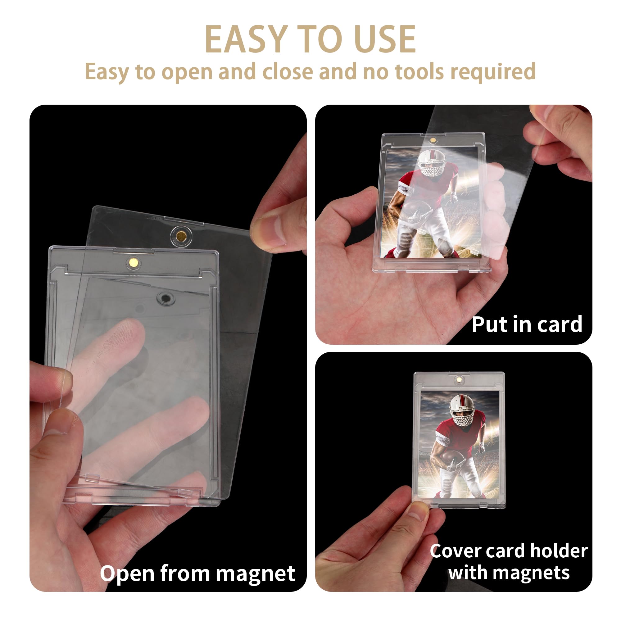 WeeGoo 30 Pcs Magnetic Trading Card Holders 35PT, Trading Card Protectors with UV Protection - Image 4
