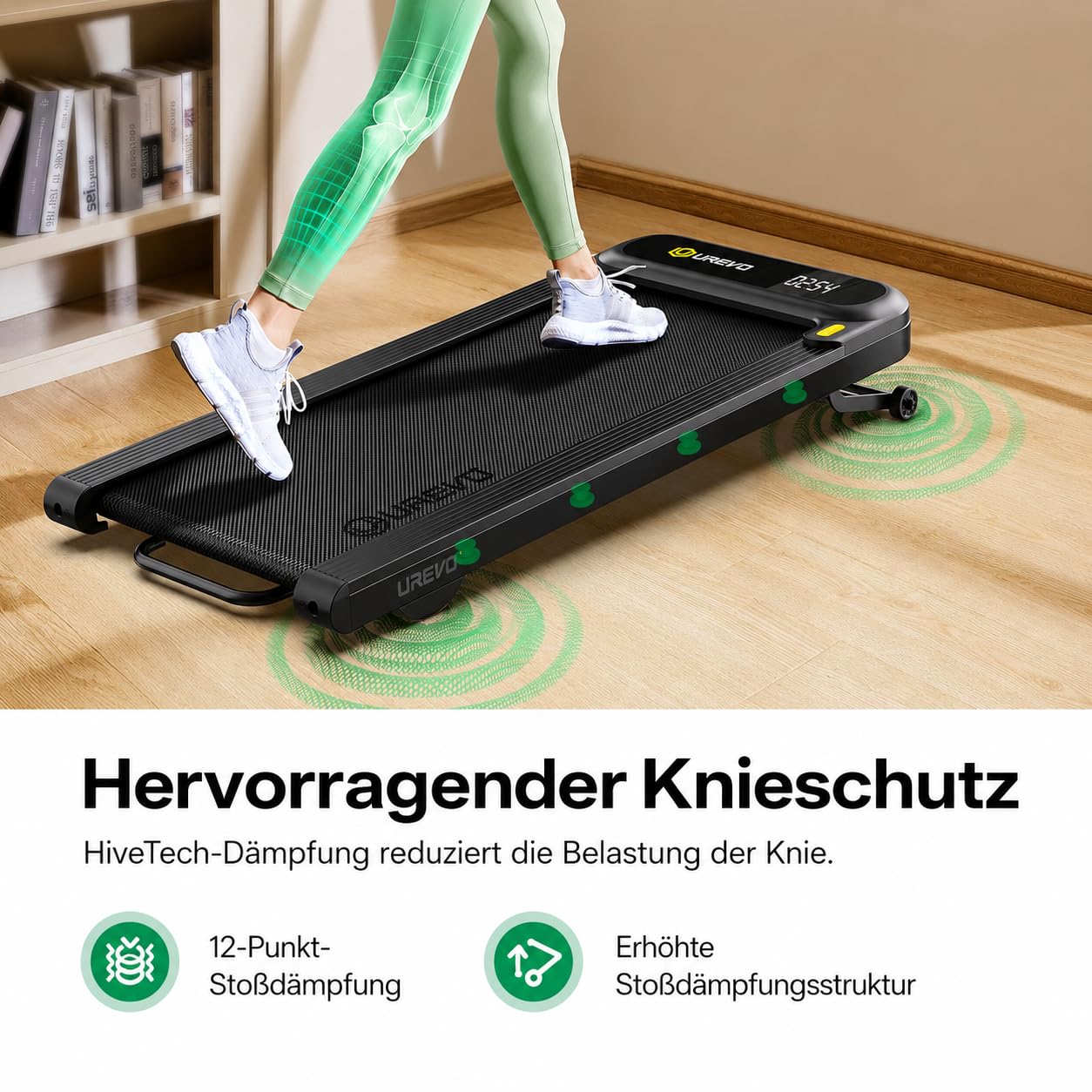 UREVO Spacewalk 3S Smart Walking Pad, Unter-Schreibtisch-Laufband für Zuhause und Büro, Tragbares Walking-Laufband mit Fernbedienung, LED-Display und leisem Motor
