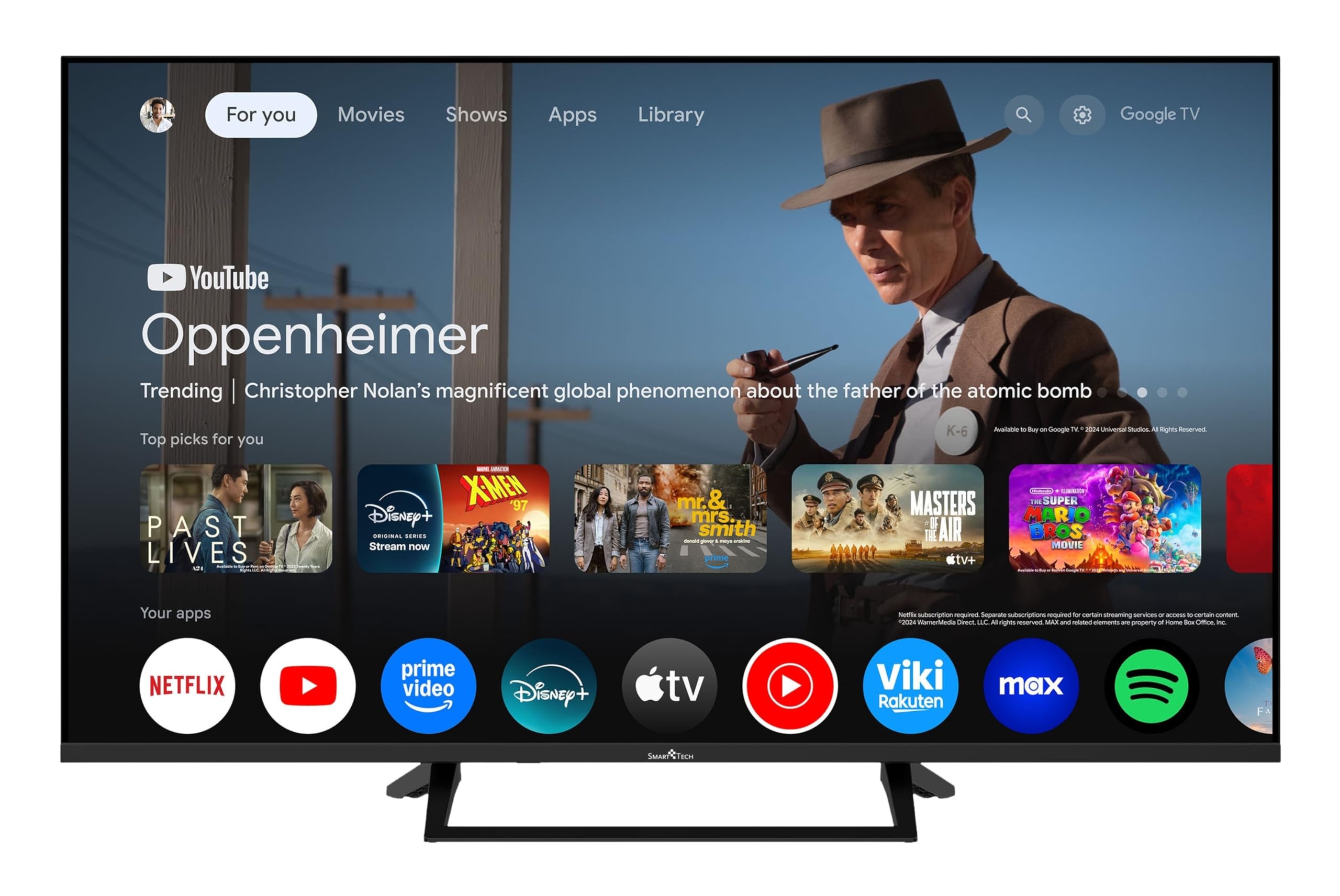 Smart Tech 43QG06V QLED Fernseher 43 Zoll Google TV - 4K UHD mit HDR, Bluetooth und Triple-Tuner, 3X HDMI, 2X USB (2026)