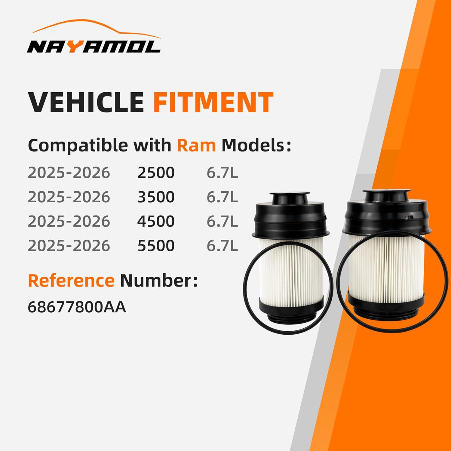 68677800AA Fuel Filter Water Separator Kit Compatible with 2025 2026 Ram 2500 3500 4500 5500 6.7 Cummins Diesel Engines