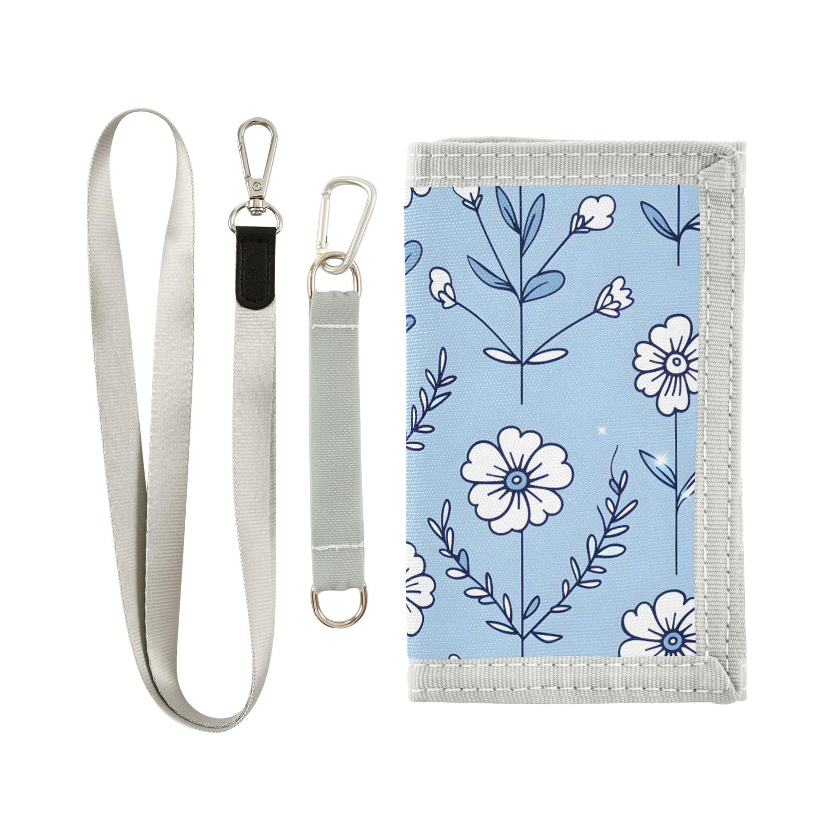 ALAZA Kids Wallets for Boys Girls Toddler Trifold Wallet Children Small Simple Line Flowers with Zipper Coin Pocket