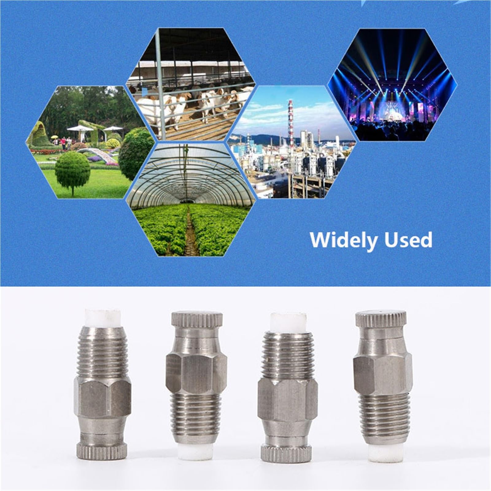 LKYJD Misting Nozzles Stainless steel Replacement Heads with Filter, 50pcs High Pressure Atomizing Misting Sprayer for Patio Lawn, Landscaping, Dust Control, 1/8