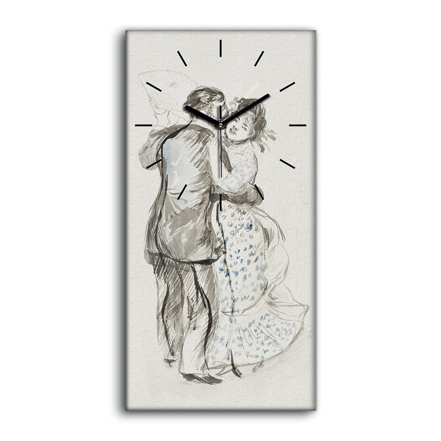 Horloge sur Toile Croquis Couple Silencieuse pour Ne Plus Entendre de Tic-Tac