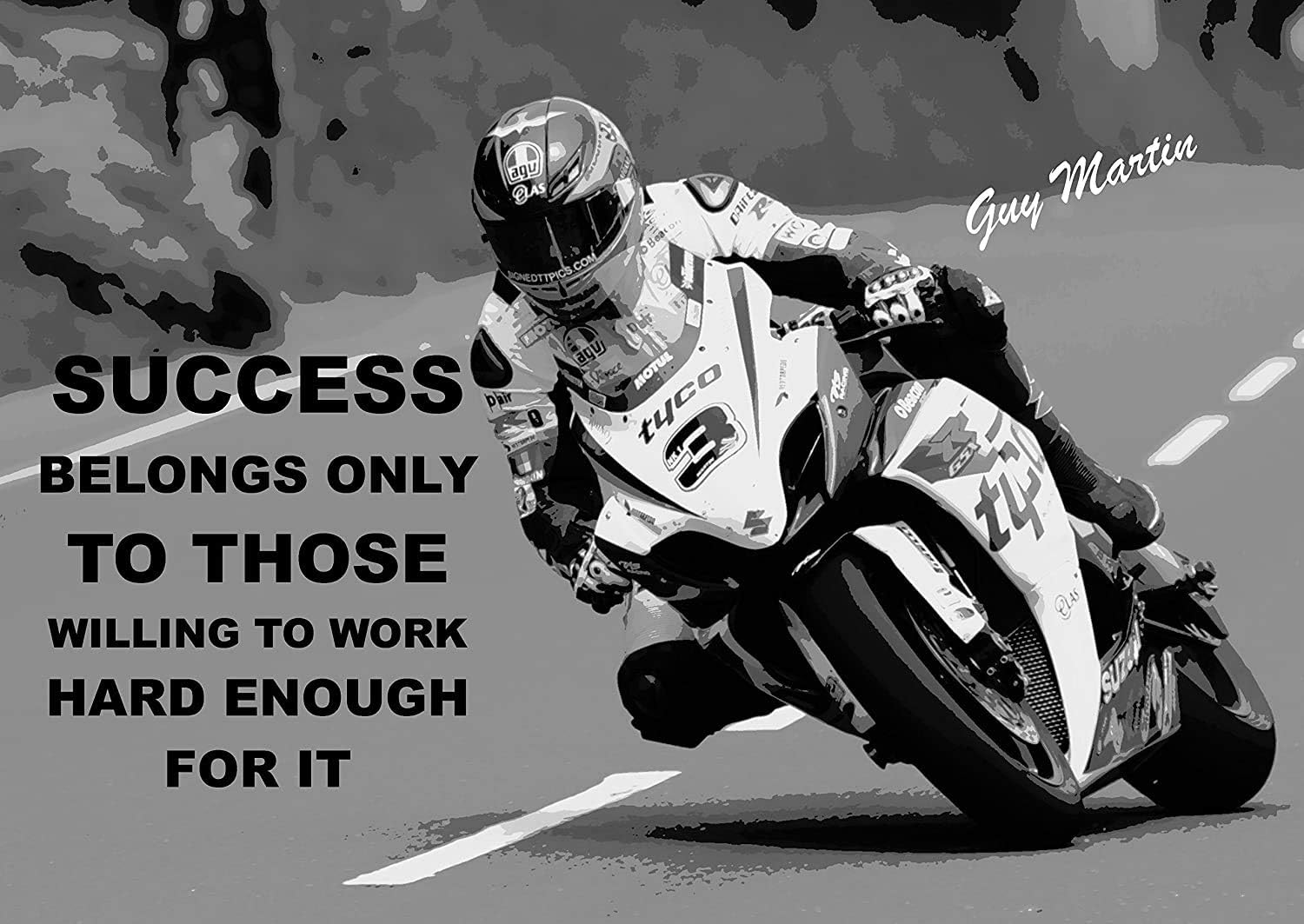 Guy Martin Inspirational quote inspirational Poster Print Picture A3 Success belongs....