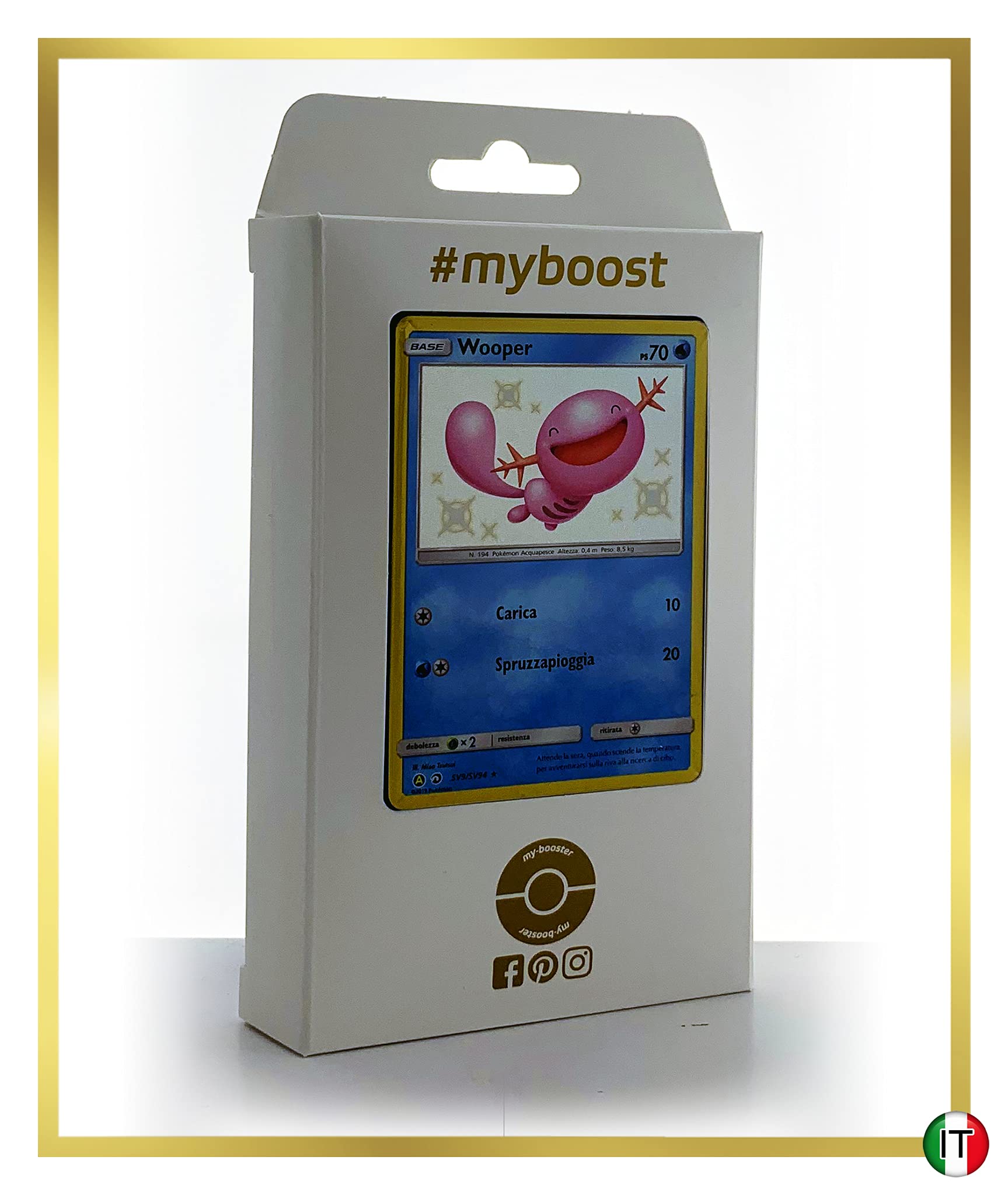 Wooper SV9/SV94 Shiny - #myboost X Sole E Luna 11.5 Destino Sfuggente - Box of 10 Pokemon Italian cards