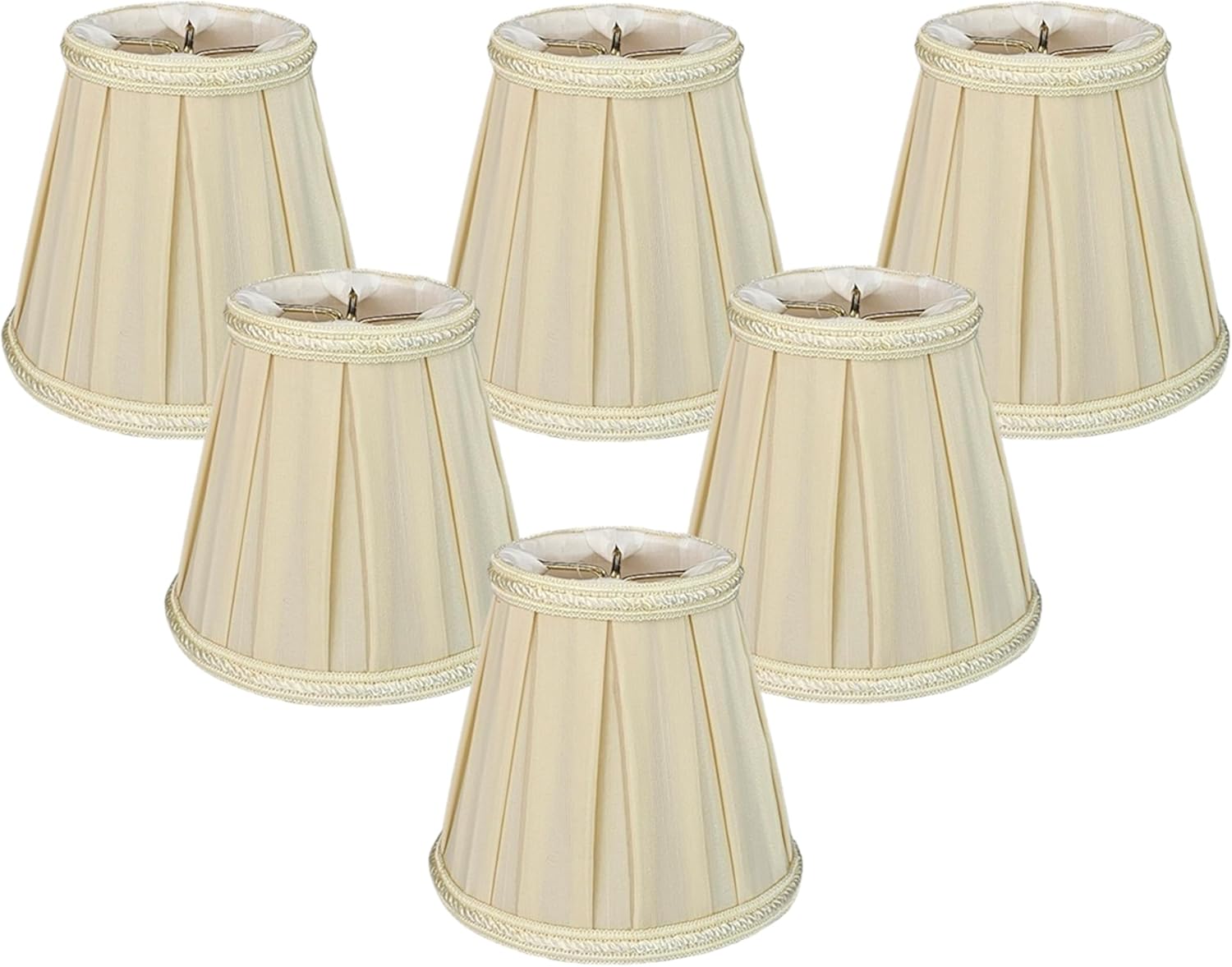 Royal Designs, Inc. CS-404EG-6 Empire English Box Pleat Chandelier Shade with Decorative Trim, 3 x 5 x 4.5, Eggshell, 6-Pack