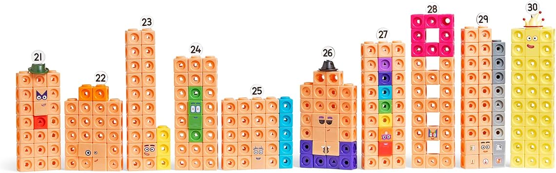 Learning Resources MathLink Cubes Numberblocks 21–30 Activity Set, Toys for 3 Year Old Boys and Girls, 20 Activities Related to the TV Series, Sensory Toys for Autism