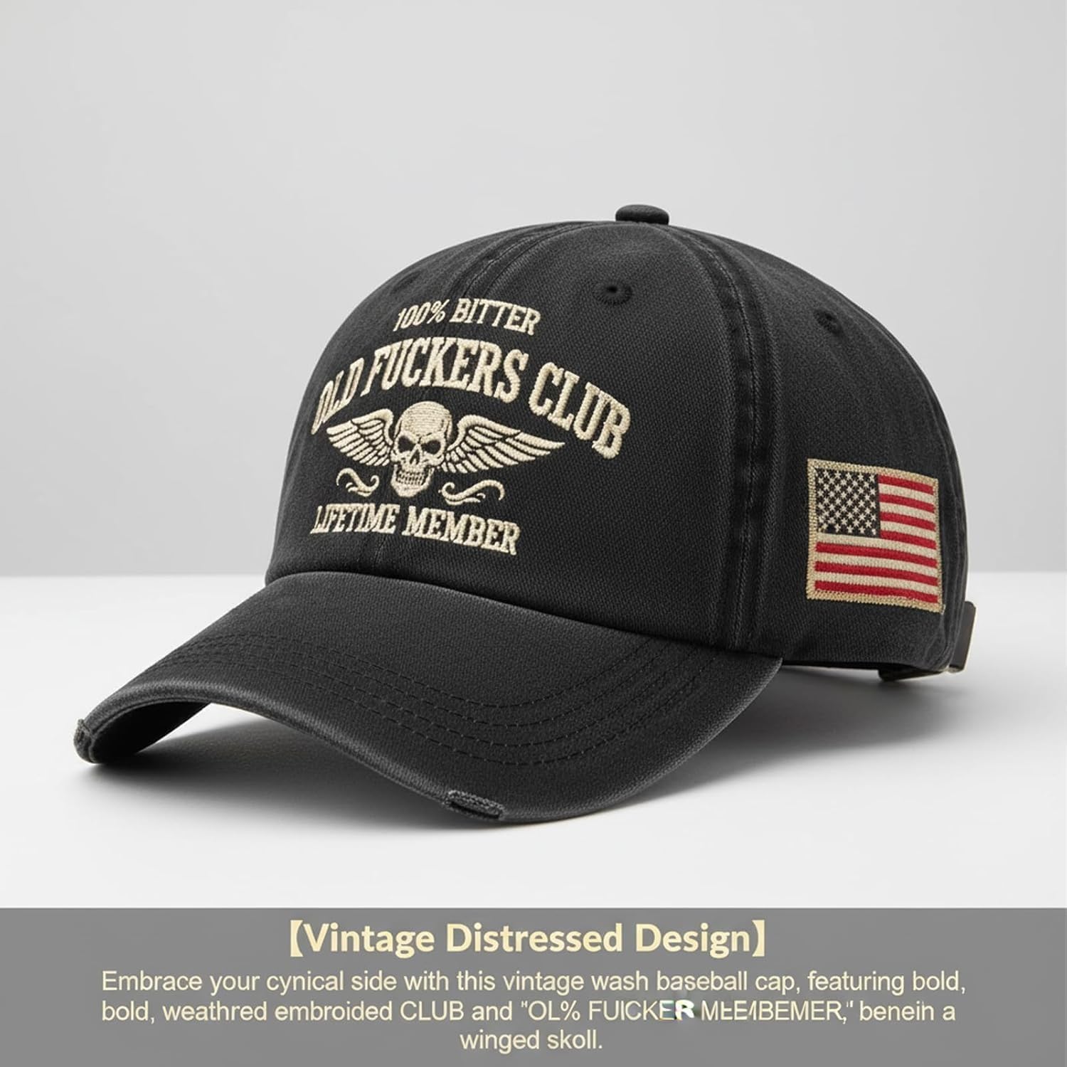 Old Fuckers Club-Vintage Baseball Cap, Hand-Embroidery Adjustable Wash Old Fuckers Club100% Bitter Lifetime Member Hat - Image 5