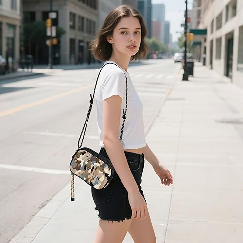 Miniatura 5 de Bolso cruzado antirrobo retro de camuflaje para mujer, de moda, con ranuras para tarjetas de crédito, sobre el hombro, para senderismo, viajes,