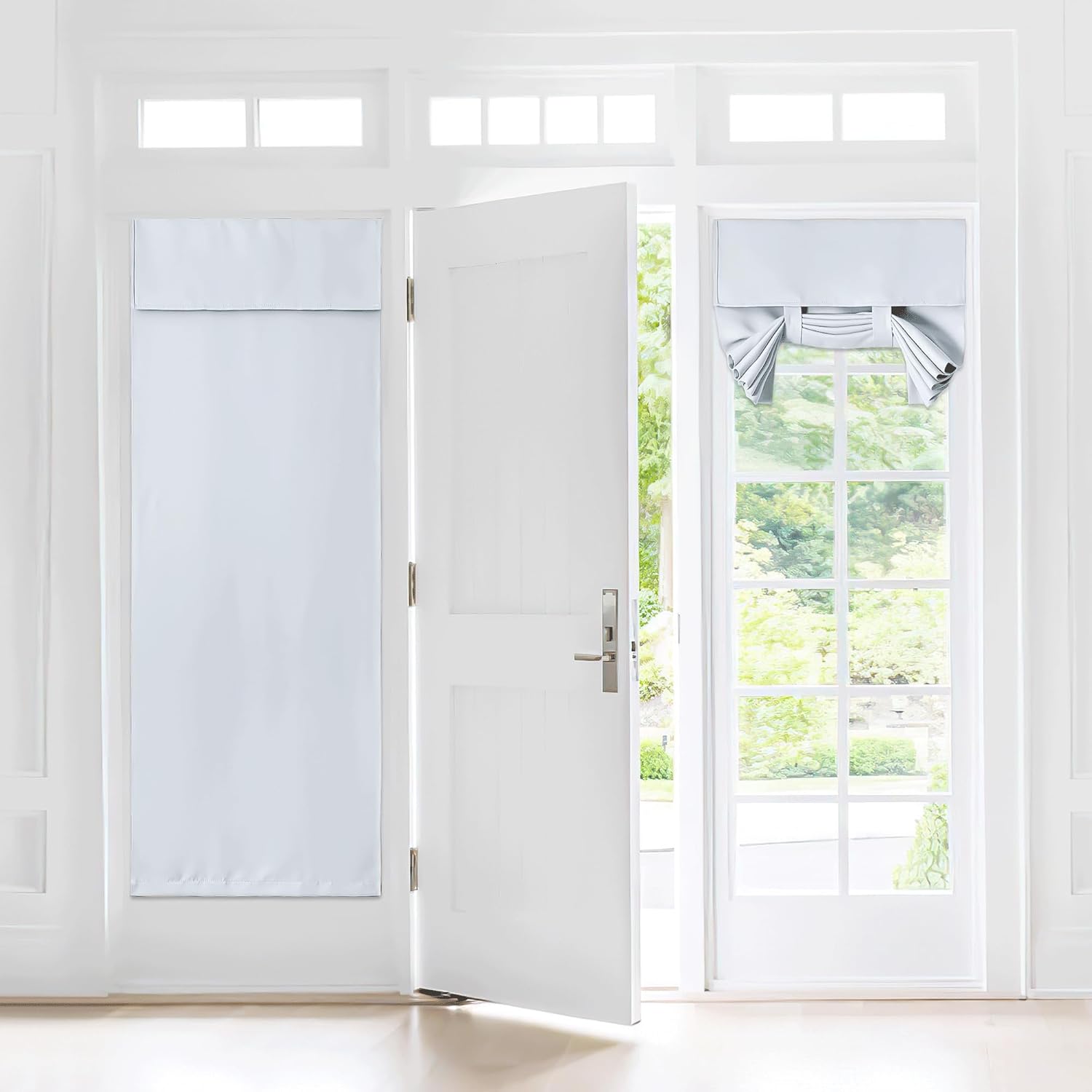 NICETOWN Door Curtains 72 inch Length for French Front Door, Room Darkening Curtains for Living Room Bedroom Kitchen Door Window Covering Sidelight Tie up Shade, 30" Wide, 1 Panel, Greyish White Greyish White W30 x L72