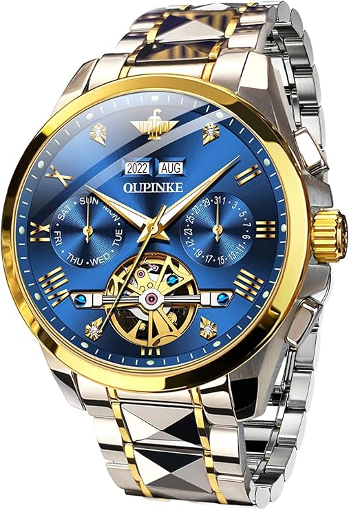 Orologio Meccanico Automatico OLEVS Uomo – Scheletro Tourbillon, Fasi Lunari, Cinturino In Pelle, Impermeabile