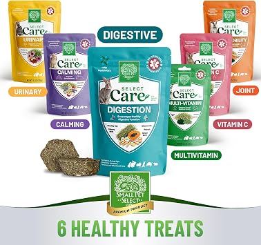 Small Pet Select Select Care Digestion, Timothy Hay Digestive Support Treats with Herbs for Rabbits, Guinea Pigs, Small Animals, 120g Resealable Pouch