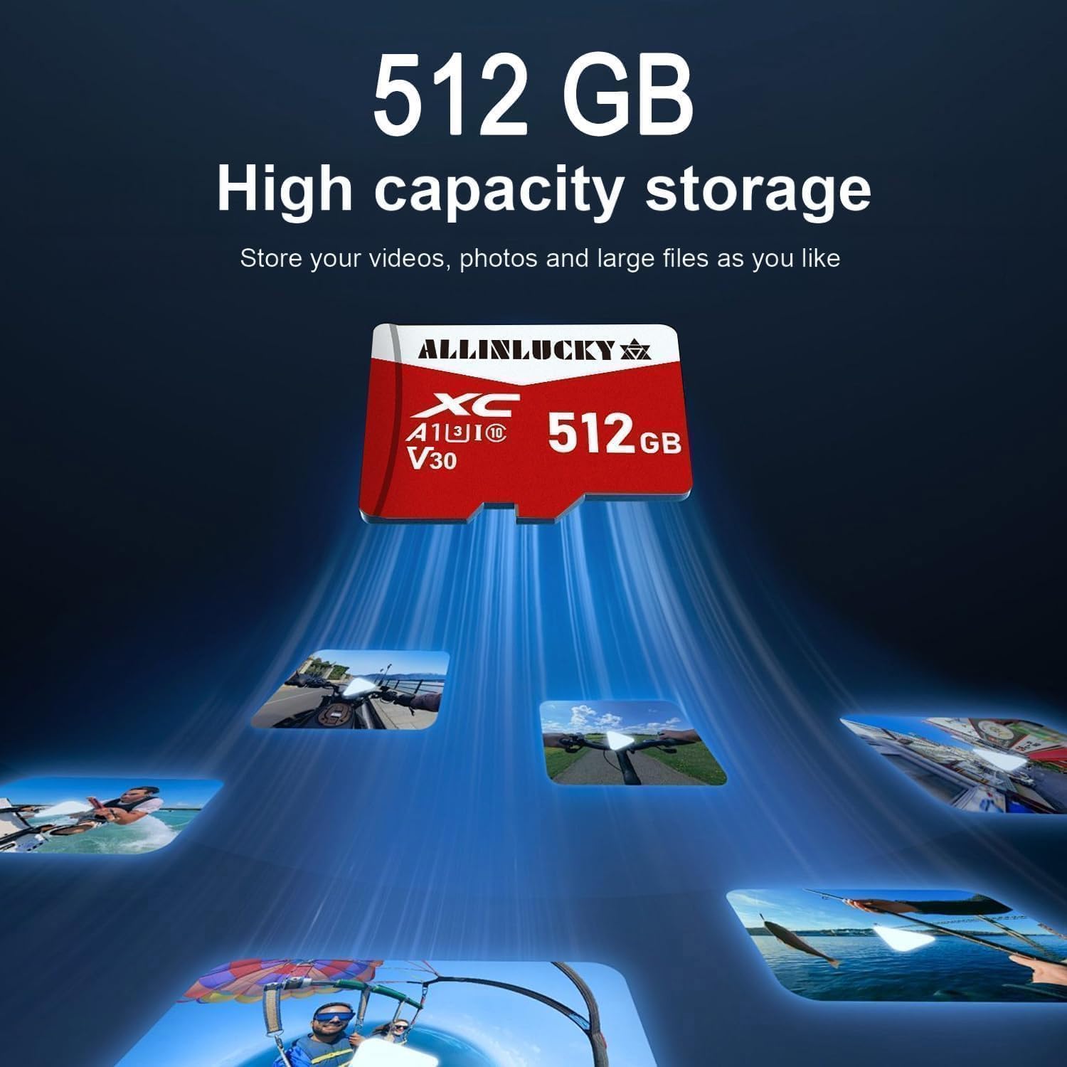 ALLINLUCKY Tarjeta Micro SD 512GB,Tarjeta de Memoria Alta Velocidad Memory Card Gran Capacidad SD Card para Cámaras, Teléfonos, Dash CAM, Tabletas - 3