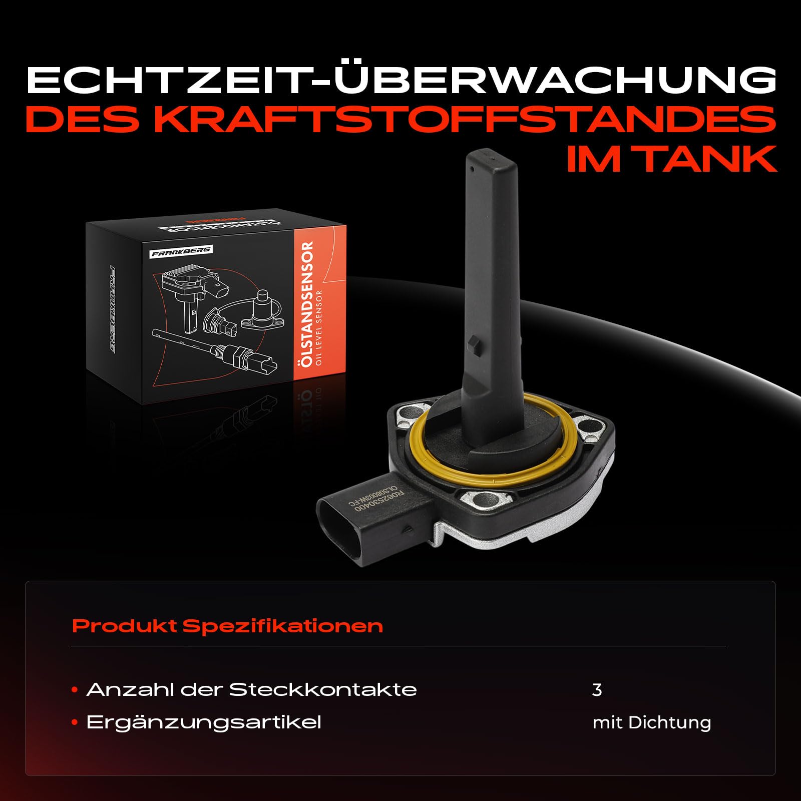 Frankberg Ölniveausensor für 1er E81 E82 E87 E88 3er E46 E90 E92 5er E39 E60 7er E38 E65 E66 E67 X3 E83 X5 E53 Z3 E36 Z4 E85 Z8 E52 1995-2013