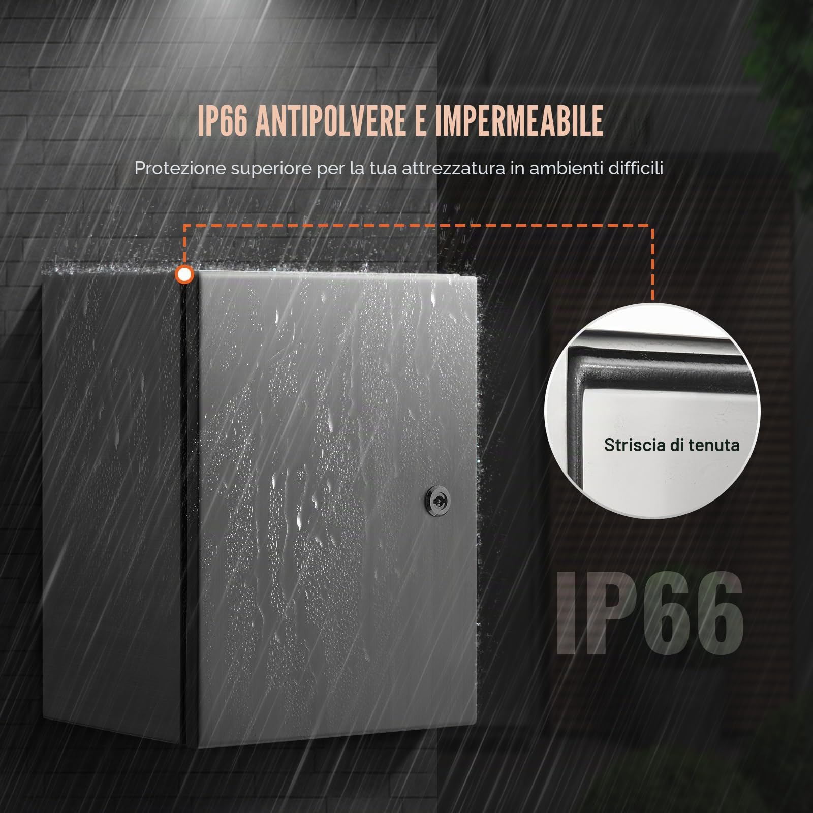 VEVOR Scatola elettrica in Acciaio, 20"x 16"x 8", Custodia per Apparecchiature Elettriche Elettroniche per Esterni Montata a Parete con Blocco Cerniere Piastra di Montaggio, Impermeabile IP66