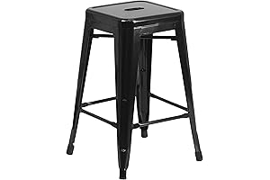 Flash Furniture Kai 24" Black Metal Outdoor Stool