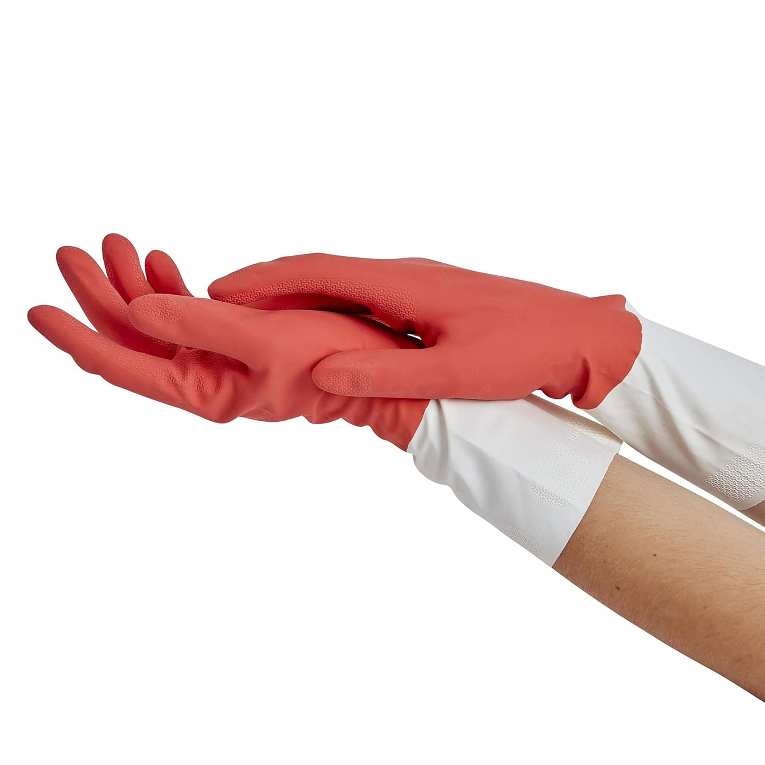 Spontex MAPA L'Essentiel Haushaltshandschuhe, Latex, Innen-Baumwollfasern, Sensibilität und Flexibilität, rutschfeste Beschichtung, 12 Packungen mit je 2 Paar, Größe M, 24 Stück