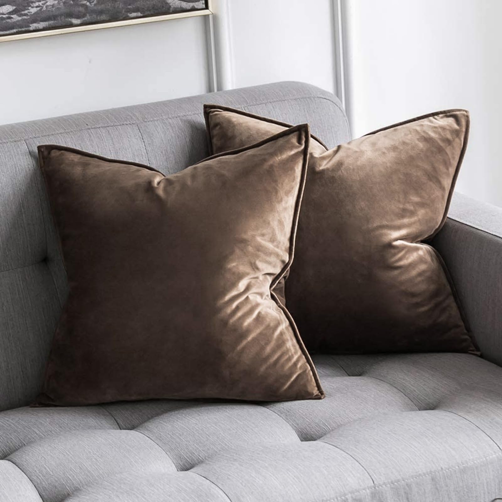 Housse de coussin en velours 50x50 cm lavable et résistante pour intérieur et extérieur