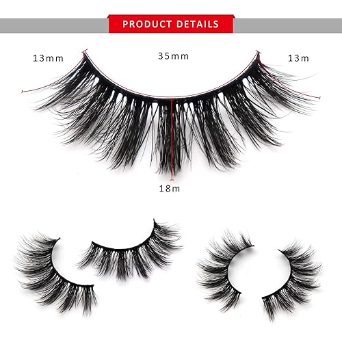 Miniatura 6 de Veleasha Pestañas postizas de aspecto natural, esponjosas, pestañas postizas de imitación de visón suave, hechas a mano, paquete de 2 juegos