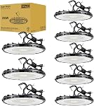 UFO LED Lumière de haute baie 100W 10Pack, Haute baie LED Magasiner les lumières 5000K 11,000Lm avec US Plug, Crochet suspendu, Corde sûre, Éclairage de baie commerciale étanche pour magasin de grange d'usine d'entrepôt - UL Inscrit
