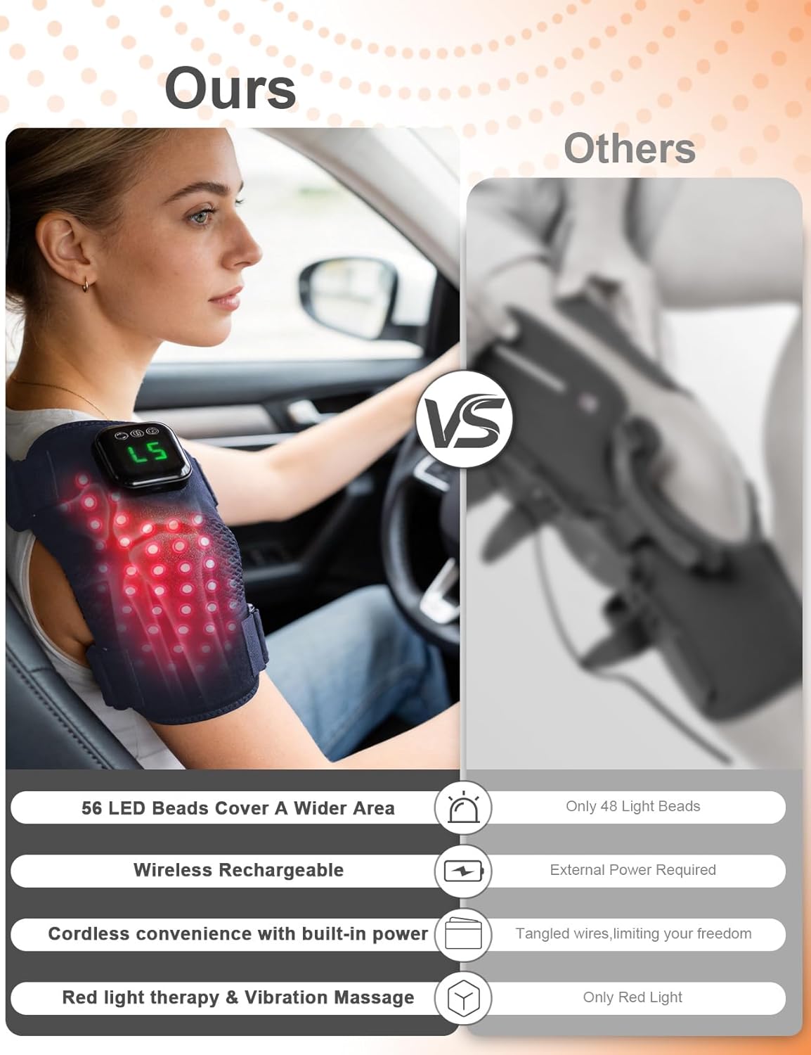 Red Light Therapy Knee Massager with Heat: Blue Cordless Vibration Massage Knee Wrap 6000mAh Rechargeable Near Infrared Light Device 660nm & 850nm for Knee Shoulder Elbow, Gifts for Men Father's Day