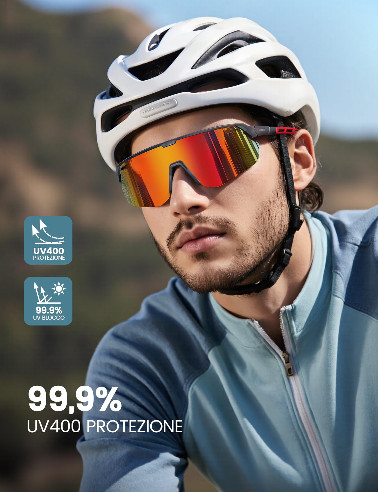 Lamicall Occhiali da Sole Ciclismo Polarizzati, [24g Ultraleggero] Anti-UV400, TR90 Telaio, Nasello Regolabile, Occhiali da Sole Sportivi per Uomo e Donna, per Pesca/Corsa/Sport all'Aperto