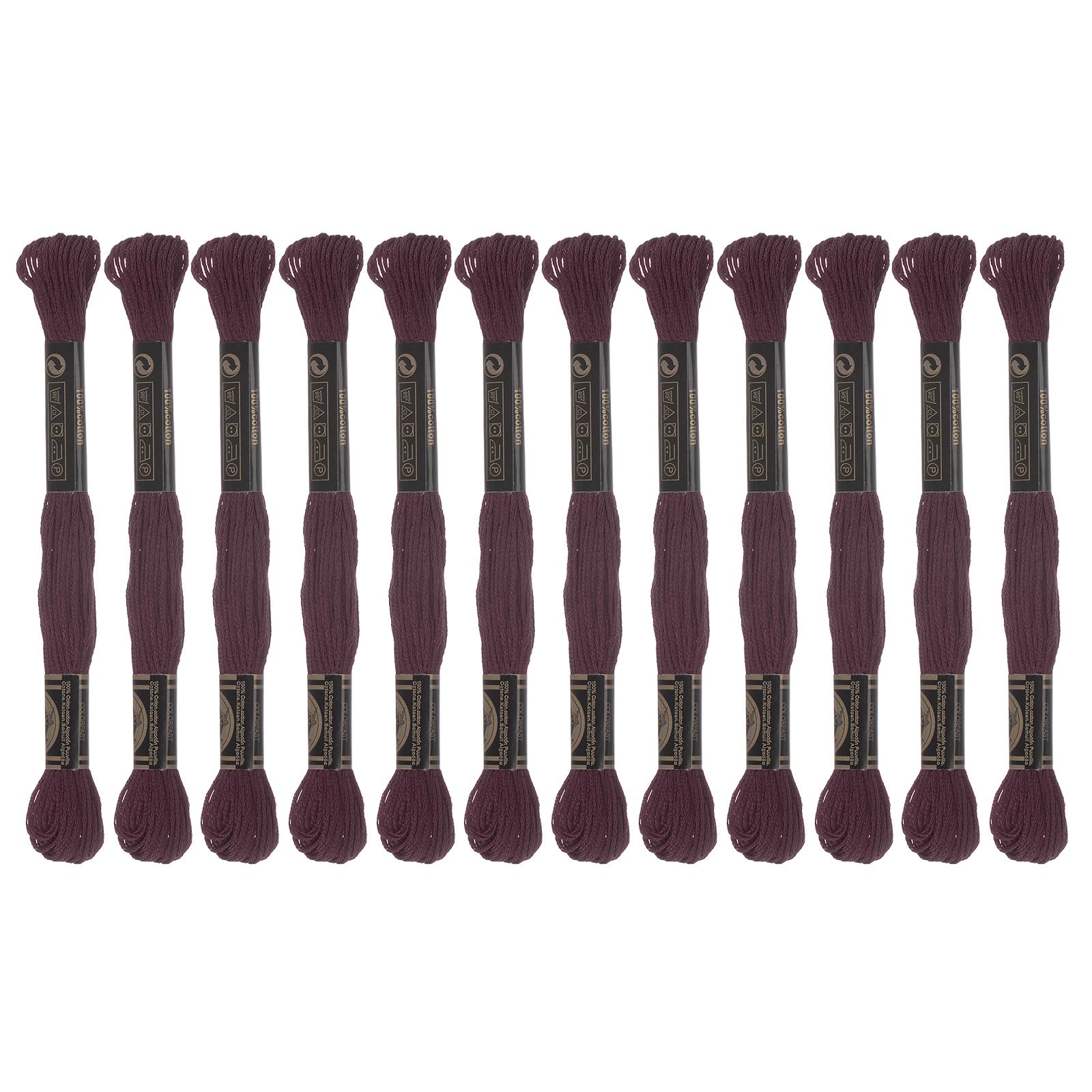 HARFINGTON 12 Skeins Embroidery Floss 8.75yds(8m) Egyptian Long-Staple Cotton Cross Stitch Thread for Sewing DIY Bracelet Yarn String and Crafts, Deep Brown(6009)