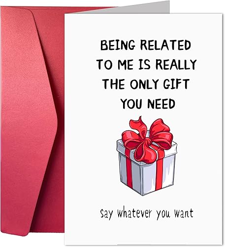 Tarjetas divertidas de cumpleaños para hermano, tarjetas de broma para hermana, prima feliz, estar relacionado con mí es realmente el único regalo