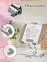 Vista 4 de Tablet Stand for iPad, 360° Rotating Aluminum Foldable Holder – Adjustable Desk Stand Fits iPad Pro 12.9/11,Samsung Galaxy Tab – Portable for