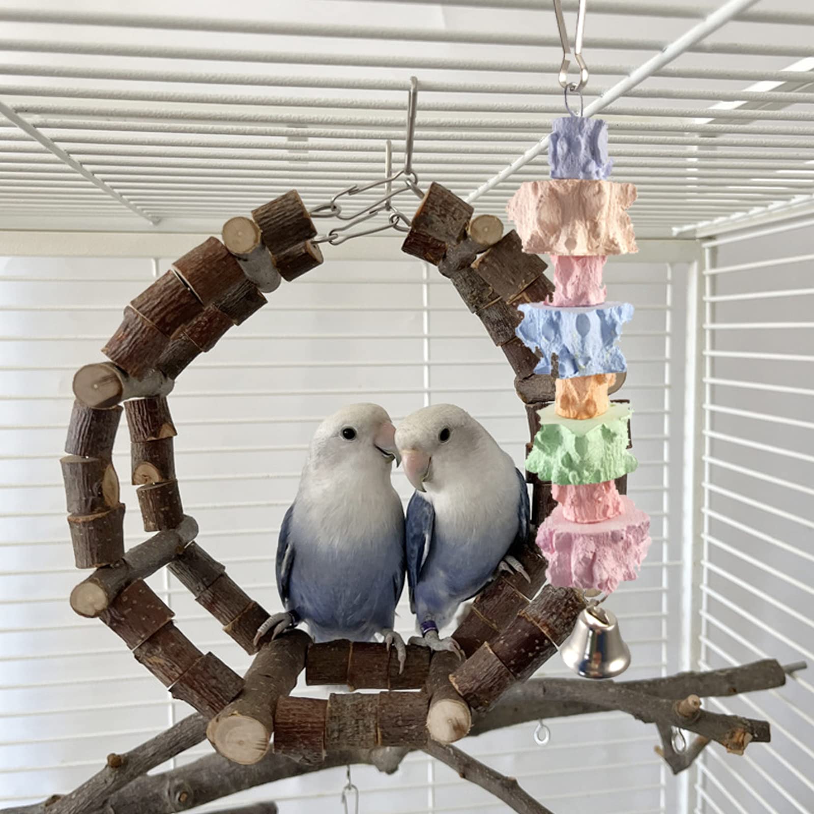 Posatoi Per Pappagalli Wudong 6 Pezzi - Legno Naturale Con Sabbia, Per Gabbie Uccelli, Parrocchetti, Cocorite - Foto 9