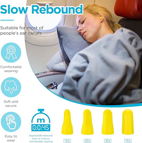 Miniatura 3 de 200 pares de tapones de espuma para los oídos para dormir cancelación de ruido bloqueo de sonido tapones desechables de 32 dB tapones suaves para