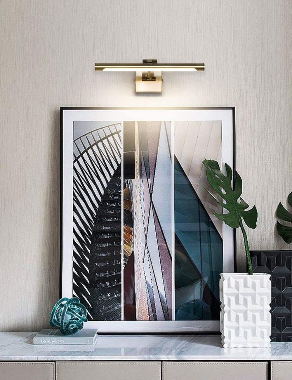 Joosenhouse LED Picture Lights for Paintings Bronze Finish 16.53" Long Swing Arm Display Wall Art Light 7W Gallery Hallway Lighting Over Pictures,Hardwired Connection 3000K