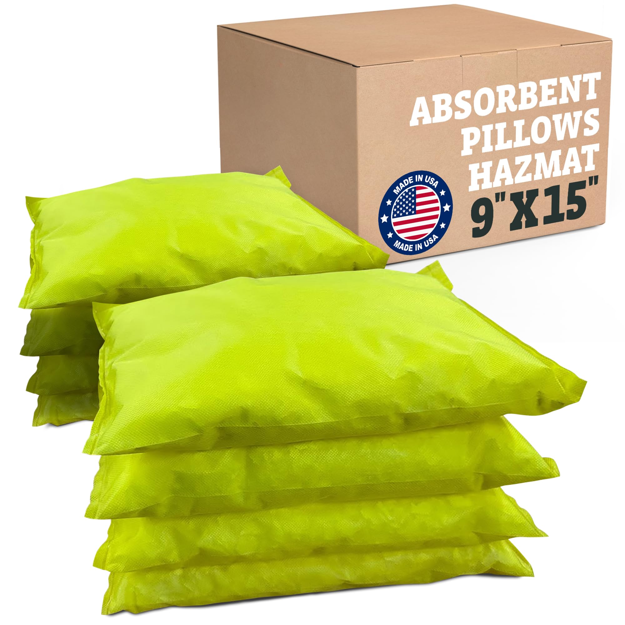 Intermountain Absorbents Universal Absorbent Pillows Hazmat - 9"x15" Water & Oil Absorbent Pillows for Spill Kits, Hydrocarbon & Oil Spill Containment
