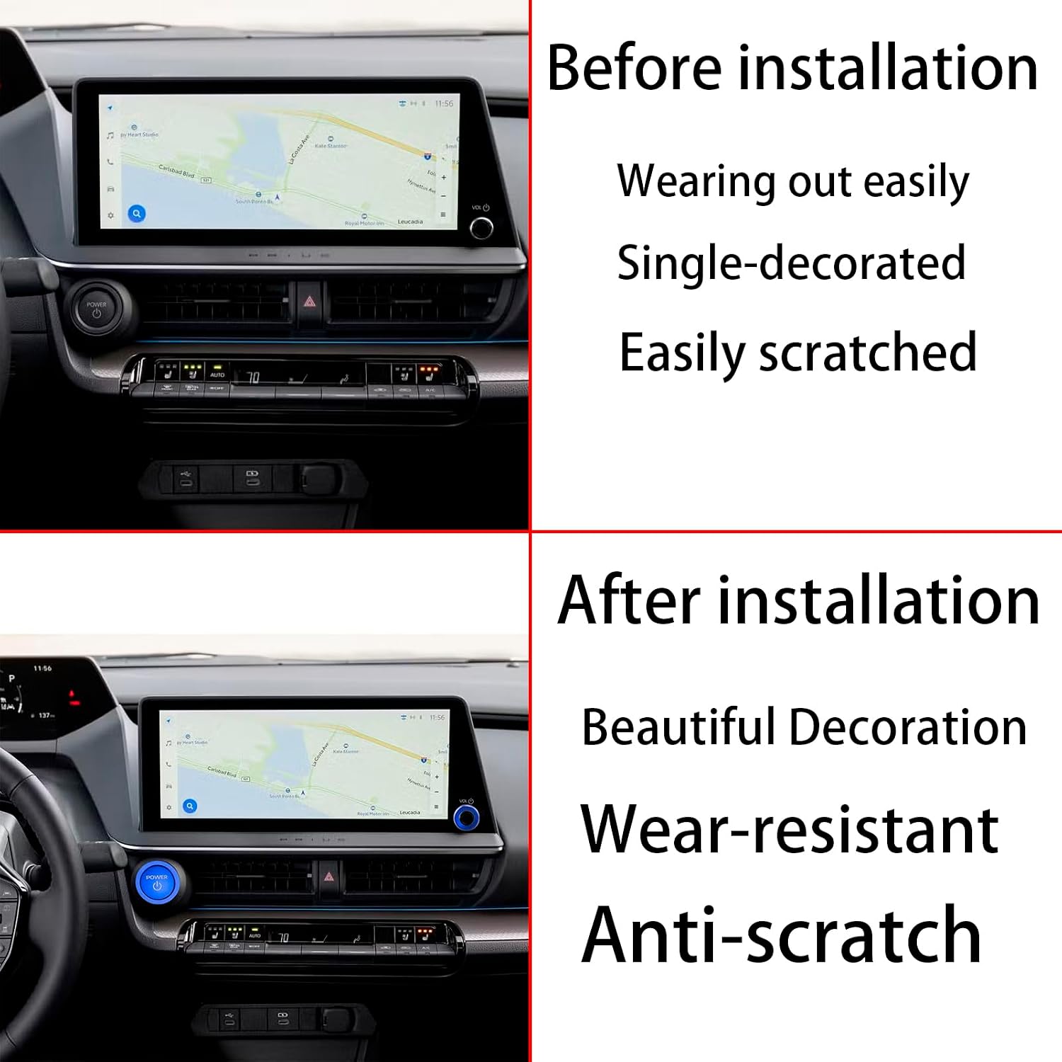 for Toyota Prius 2026 2025 2024 2023, Volume knob Cover, Push Button Start Cover/Ring Interior Decoration 3-piece Set (Blue)