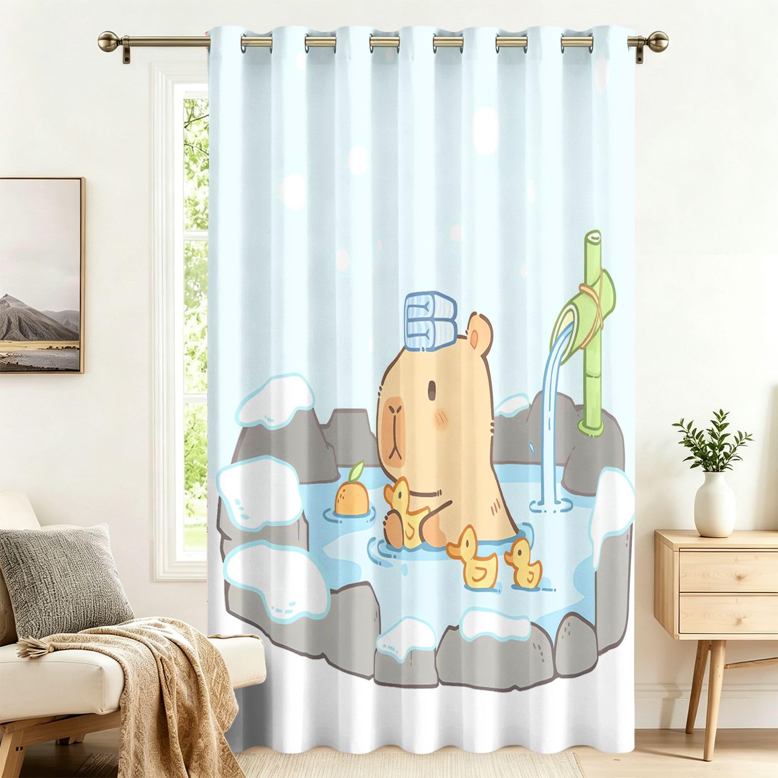 Fadaing Bathing Water Pig Curtains with Eyelets, 1 Piece, Room Divider Curtains, Blackout 245 x 140 cm, Darkening Thermal Curtains, Heat Insulating, Winter, Summer, Thermal Protection, Indoor Sun