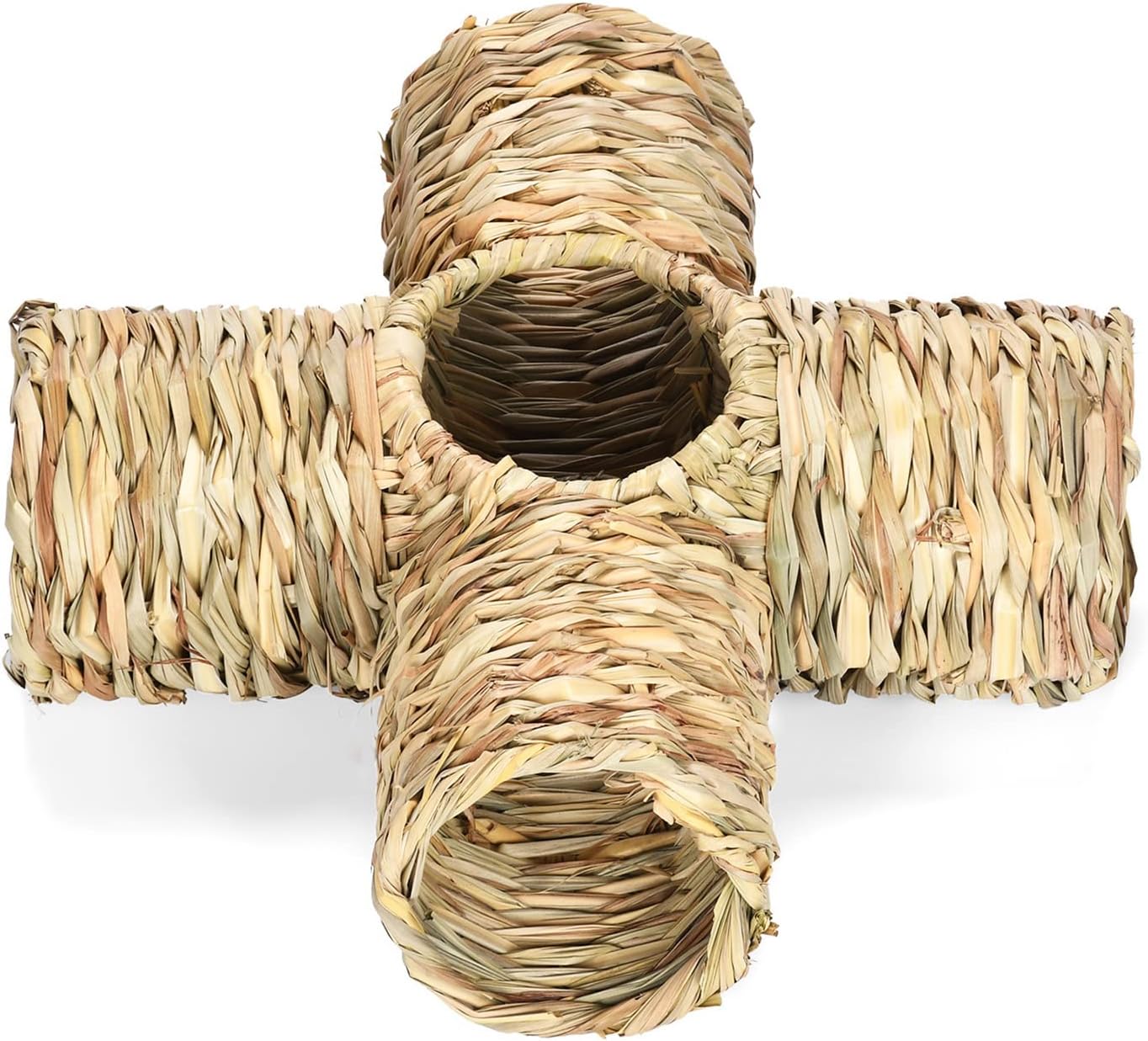 Grass House for Rabbits Chew Toys Natural Straw Woven Tunnel Tube Nest for Hamsters Chinchillas Small Animals Hamster House Tunnel Edible Hand Made Natural Hideaway
