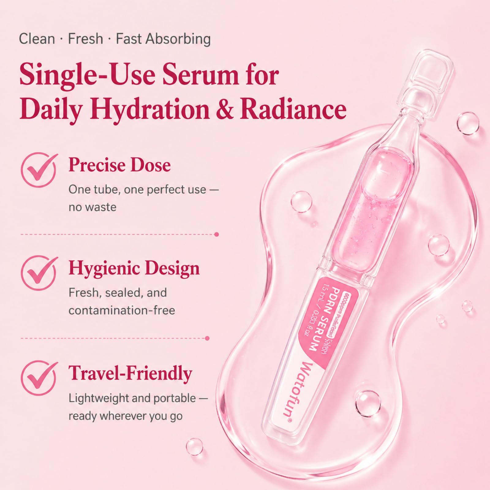 Salmon DNA PDRN Hydrating Face Serum Ampoules with Collagen