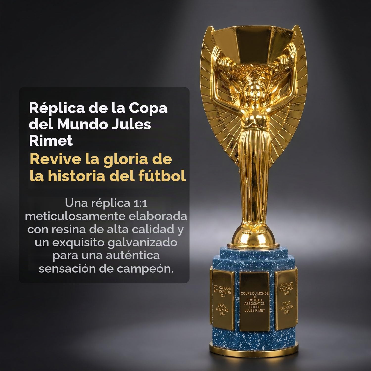 Réplica del Trofeo Jules Rimet – Copa del Mundo Souvenir de Fútbol para Aficionados | Adorno y Regalo para Club, Bar y Escuela